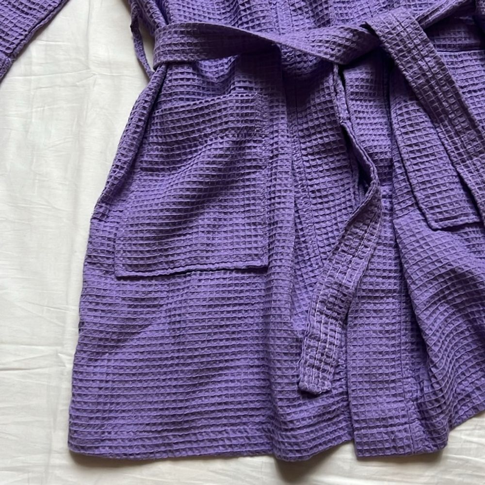 Chakir Turkish Linens Lightweight Quick Dry Waffle Knit Kimono Short Robe - Picture 9 of 13